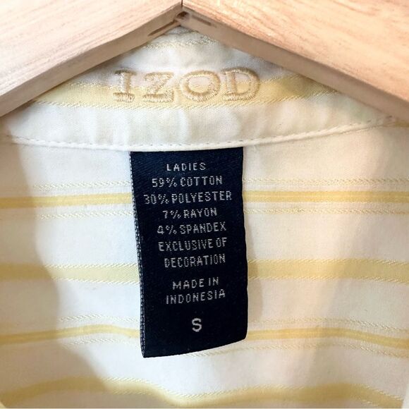 Izod ladies yellow striped button down size small - Picture 4 of 5